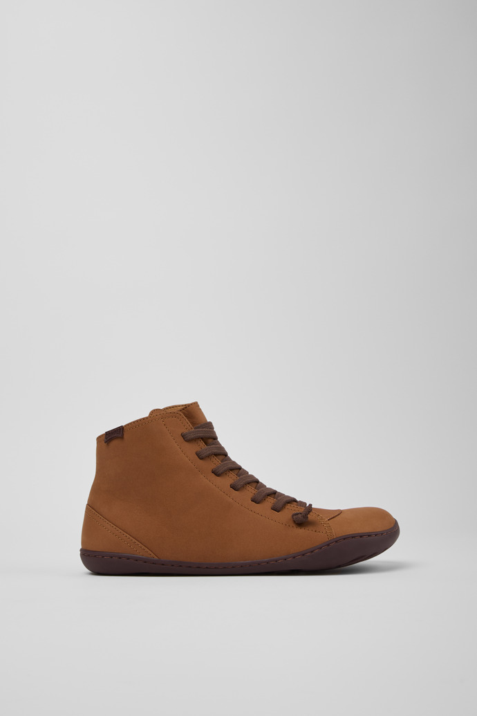 Side view of Peu Brown Leather Mid Boots for Women.