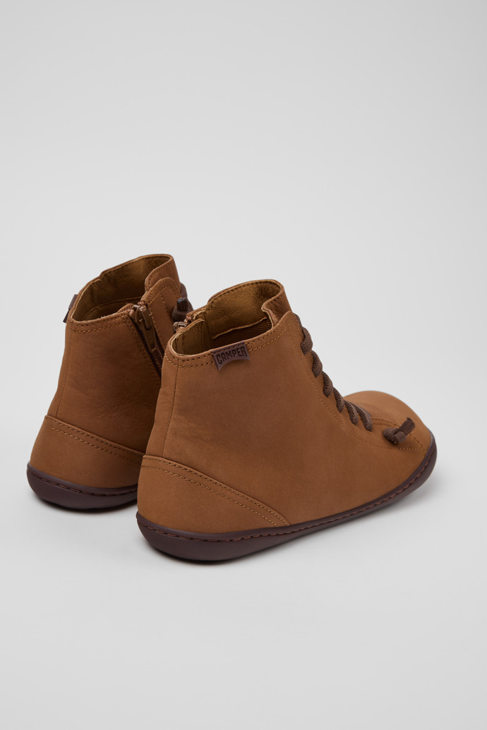 Back view of Peu Brown Leather Mid Boots for Women.