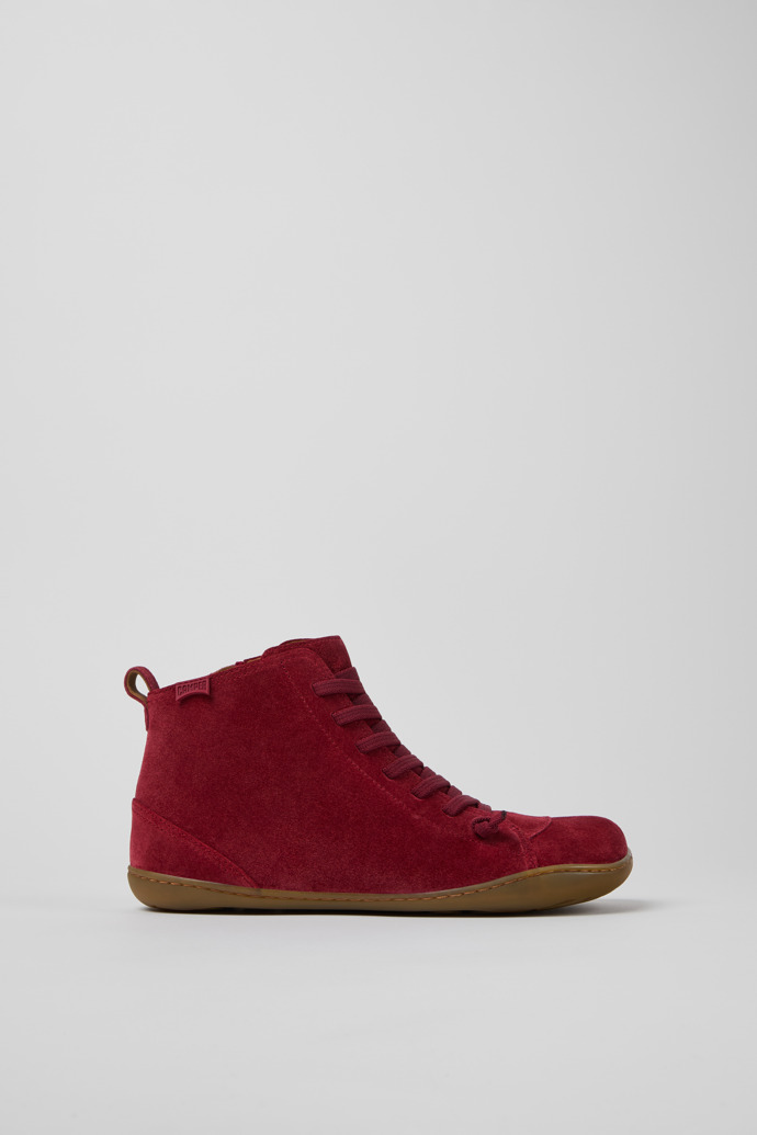 Peu Burgunderrote Stiefeletten aus Veloursleder für Damen.