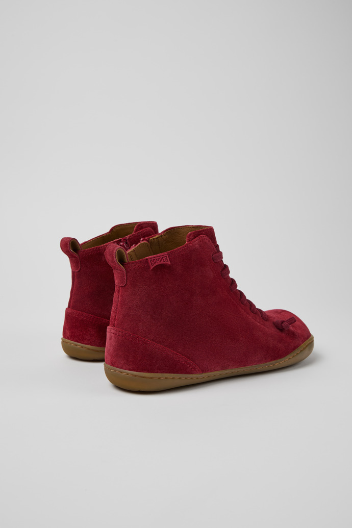 Peu Burgunderrote Stiefeletten aus Veloursleder für Damen.