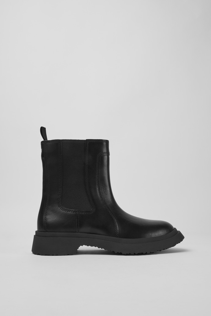 Side view of Walden Black leather boots for women