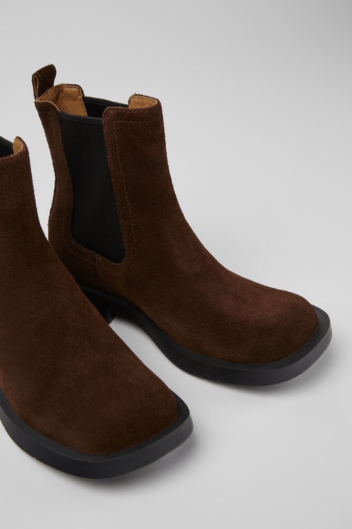 Close-up view of MIL 1978 Brown nubuck Chelsea boots for women