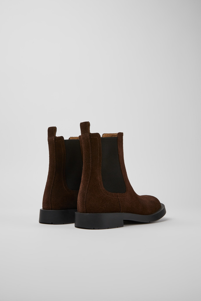 Back view of MIL 1978 Brown nubuck Chelsea boots for women