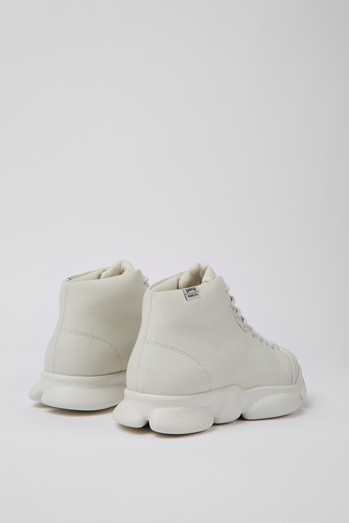 Back view of Karst White non-dyed leather sneakers for women