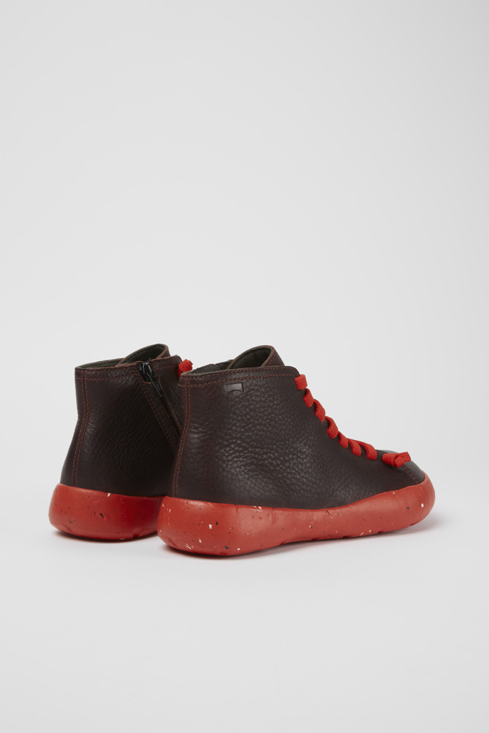 Back view of Peu Stadium Burgundy leather ankle boots for women
