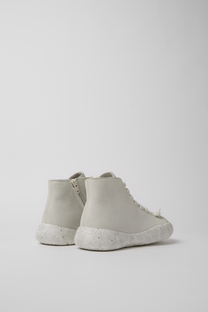 Back view of Peu Stadium White non-dyed leather sneakers for women