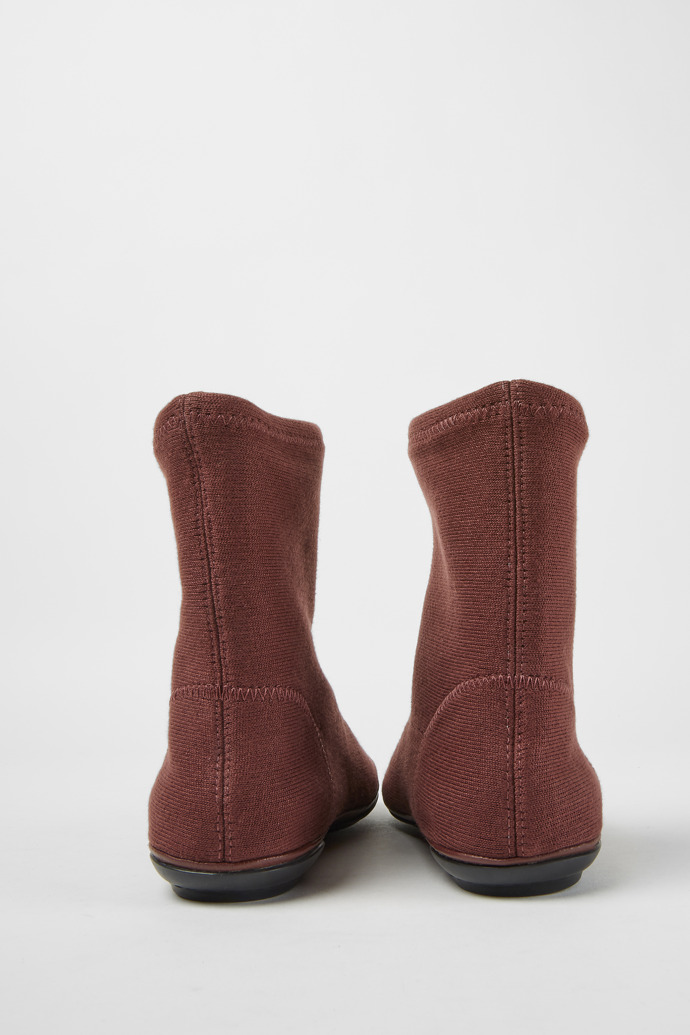 Back view of Right Burgundy ankle boots