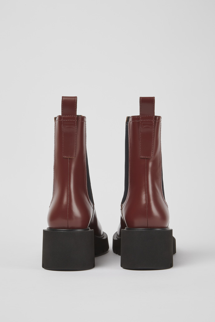 Back view of Milah Burgundy leather boots for women
