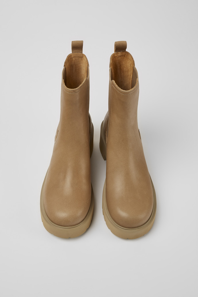 Overhead view of Milah Beige leather Chelsea boots for women