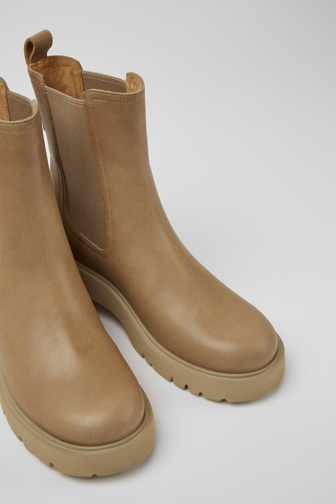 Close-up view of Milah Beige leather Chelsea boots for women
