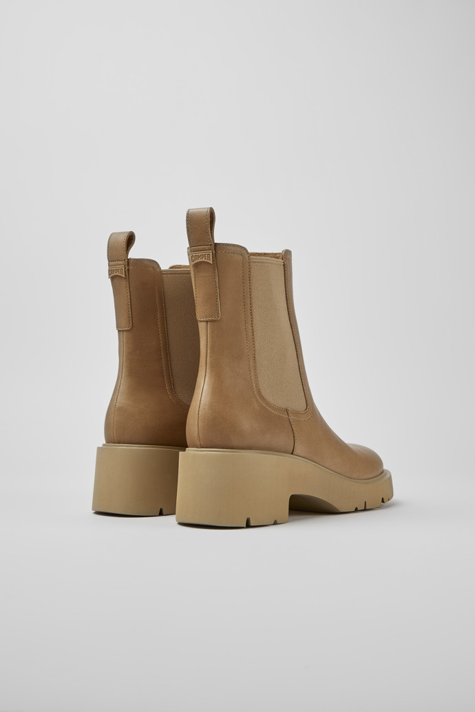 Back view of Milah Beige leather Chelsea boots for women