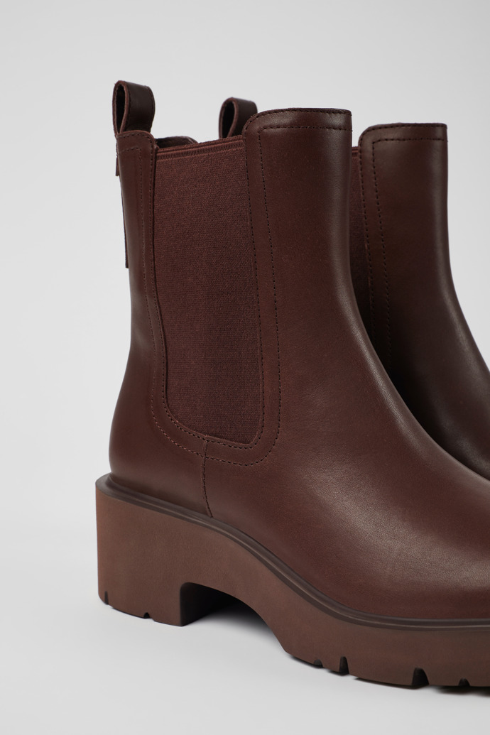 Close-up view of Milah Burgundy leather Chelsea boots for women