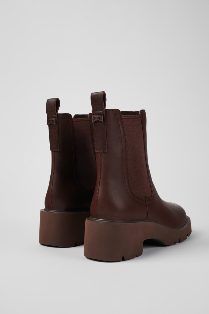 Back view of Milah Burgundy leather Chelsea boots for women