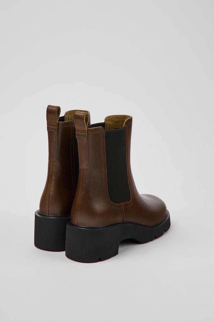Back view of Milah Brown leather Chelsea boots for women