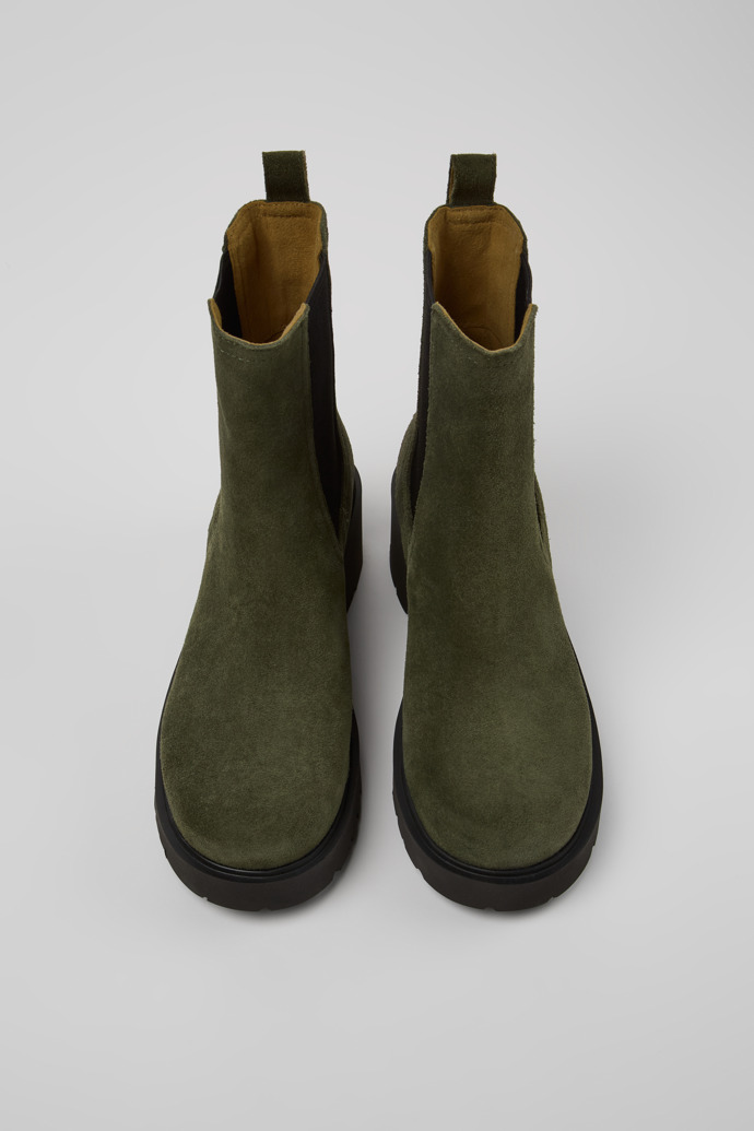 Overhead view of Milah Green Nubuck Ankle Boots for Women