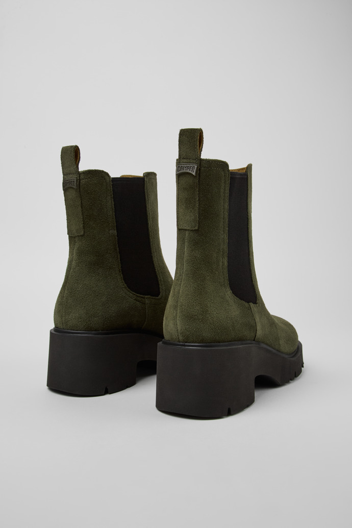 Back view of Milah Green Nubuck Ankle Boots for Women