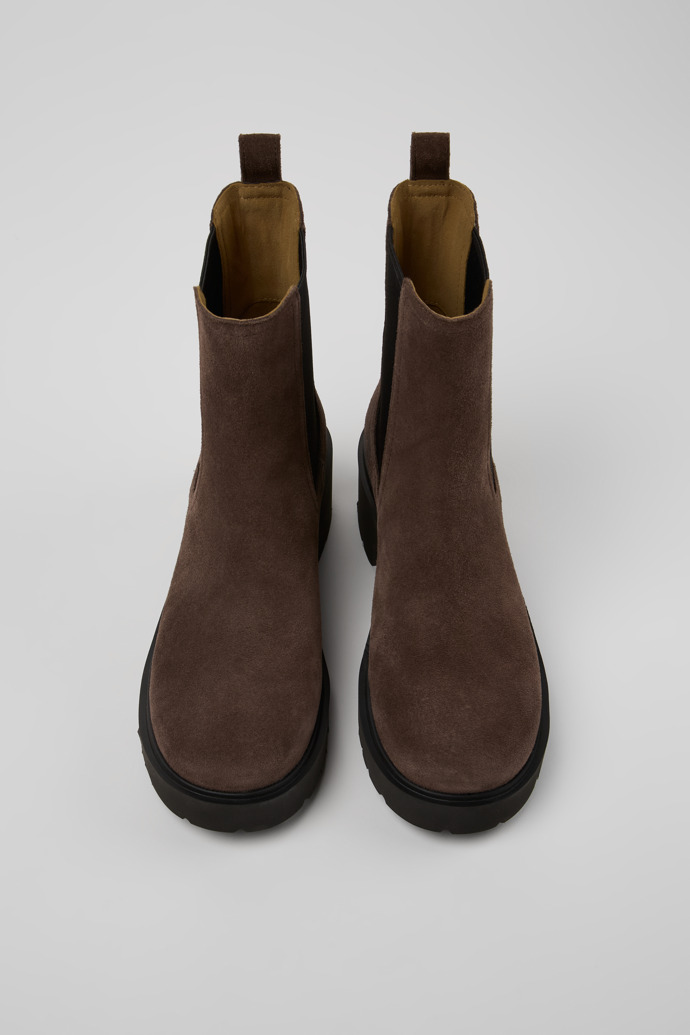 Overhead view of Milah Brown Nubuck Ankle Boots for Women