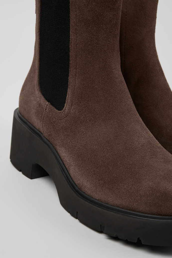 Close-up view of Milah Brown Nubuck Ankle Boots for Women