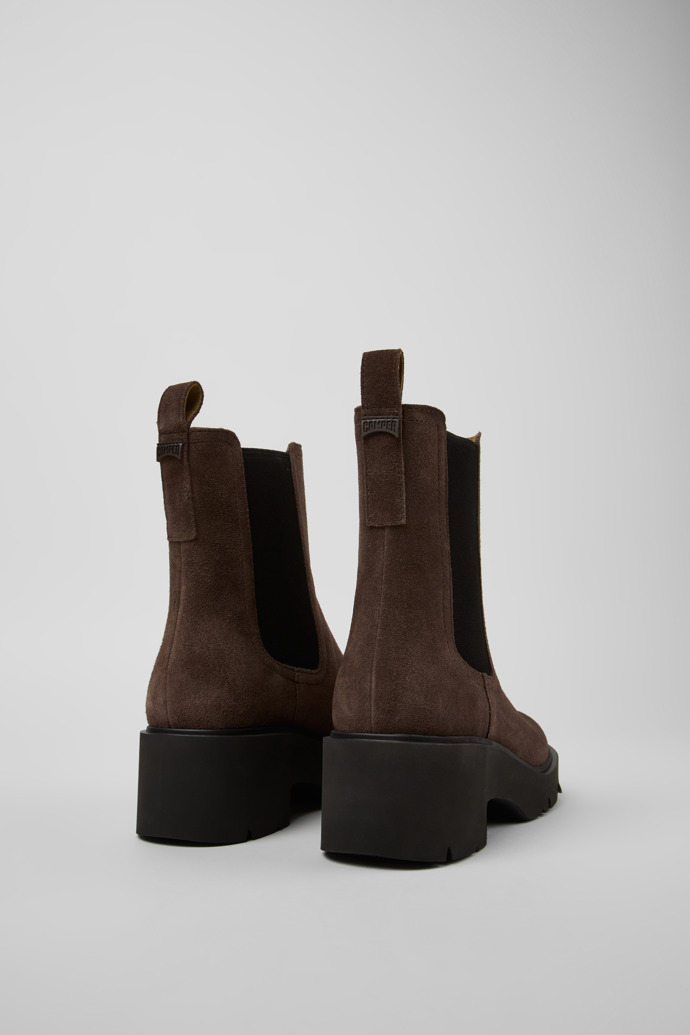 Back view of Milah Brown Nubuck Ankle Boots for Women