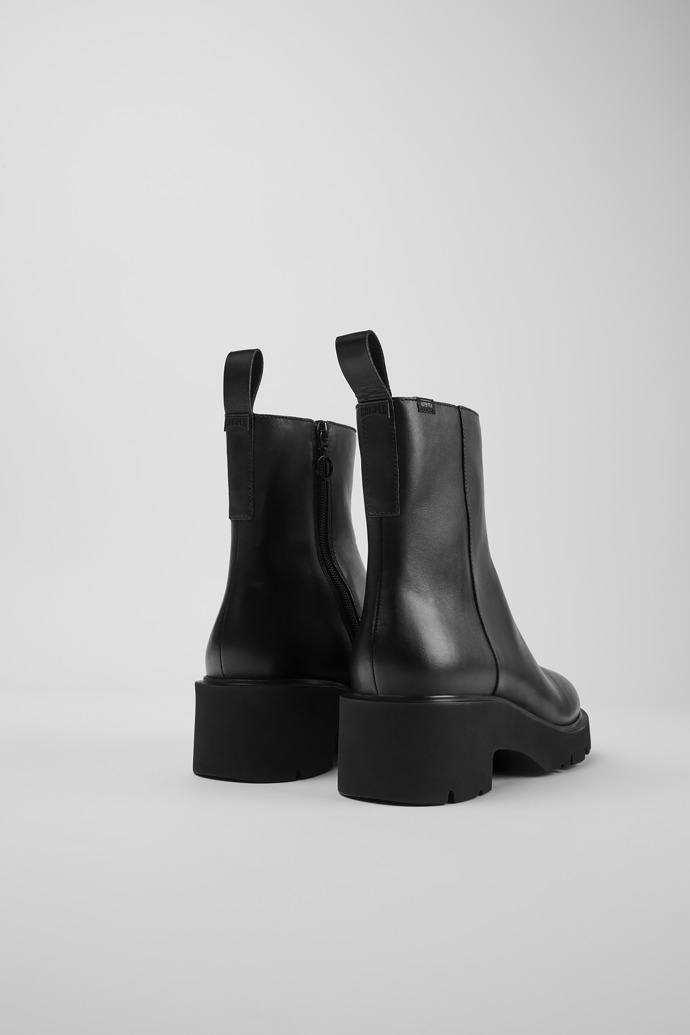 Milah Bottes à zip en cuir noir pour femme