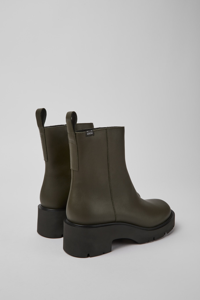 Milah Botas de piel en color verde con cremallera para mujer