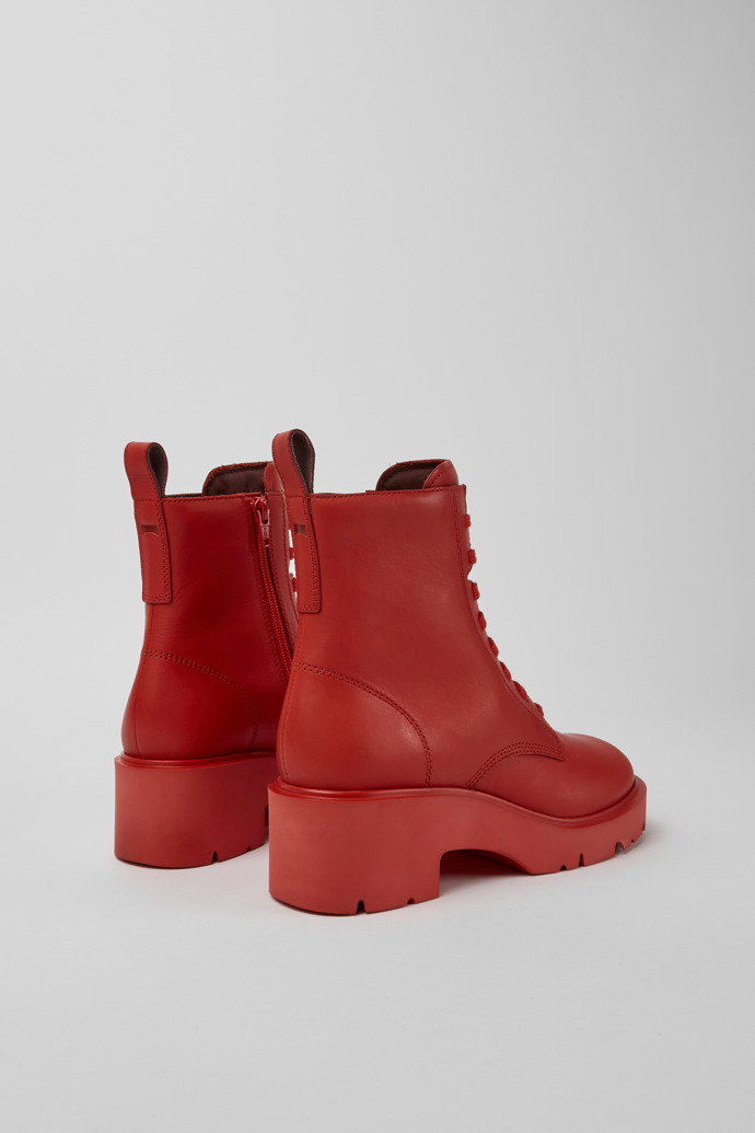 Back view of Milah Red lace-up boots for women