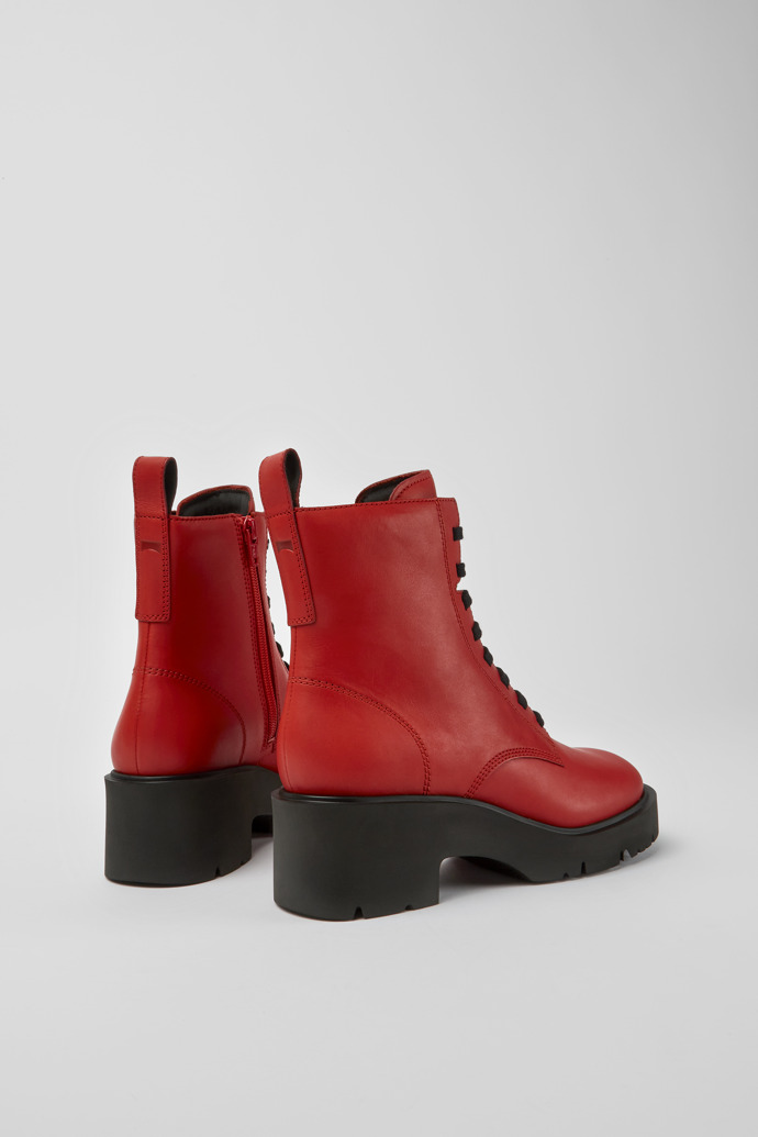 Back view of Milah Red lace-up boots for women