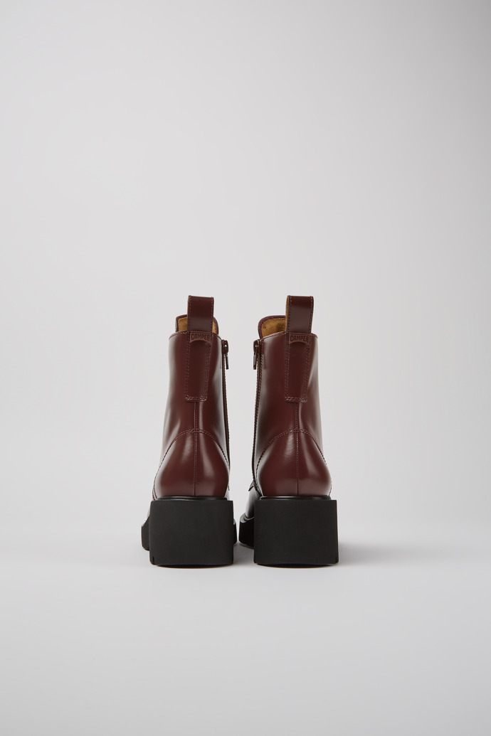 Back view of Milah Burgundy lace-up boots for women