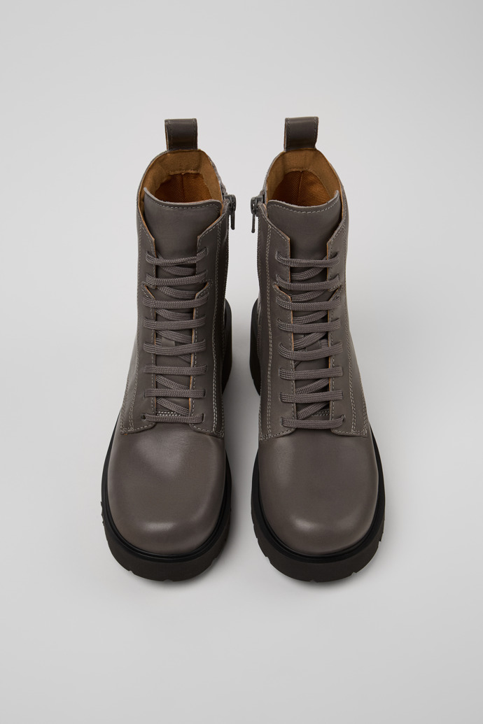 Overhead view of Milah Gray lace-up boots for women