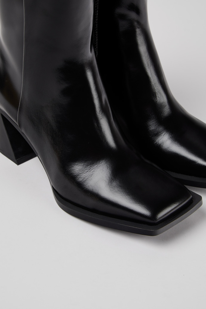 Close-up view of Karole Black leather boots for women