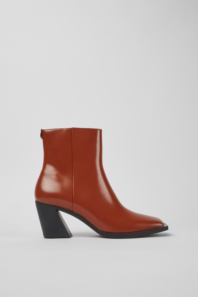 Side view of Karole Brown leather boots for women