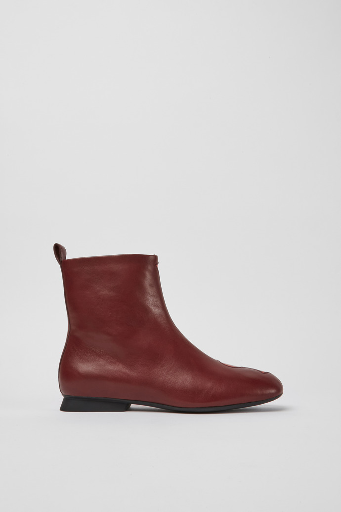 Side view of Twins Burgundy and red leather boots