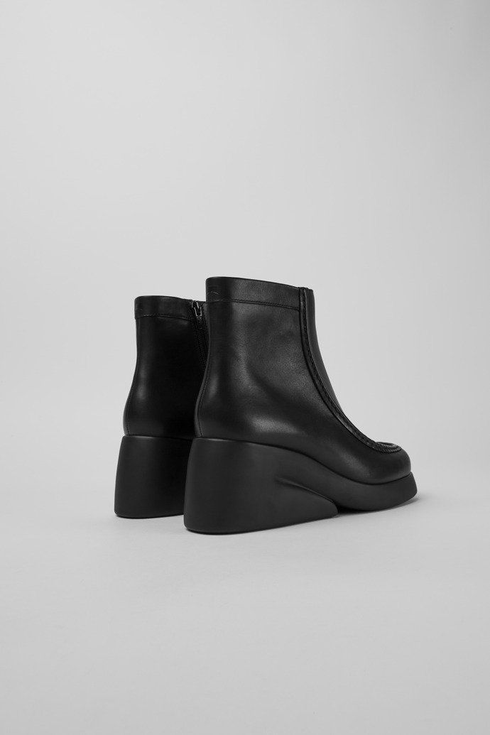 Back view of Kaah Black leather boots for women