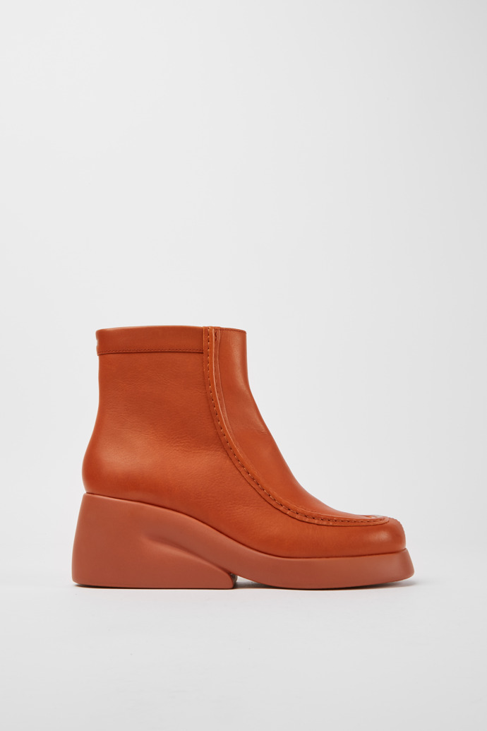Side view of Kaah Brown leather boots for women