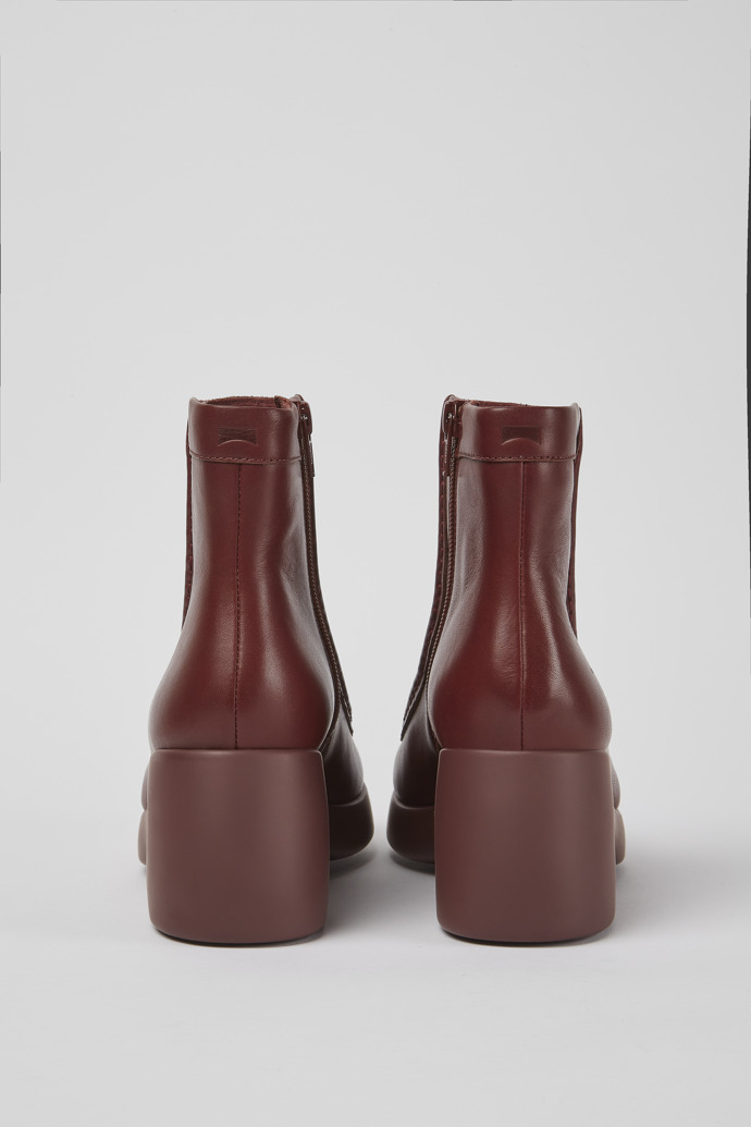 Back view of Kaah Burgundy leather boots for women