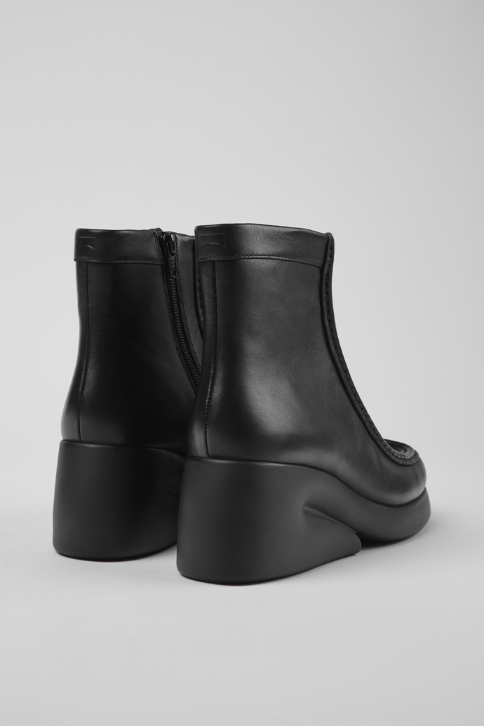 Back view of Kaah Black leather boots for women