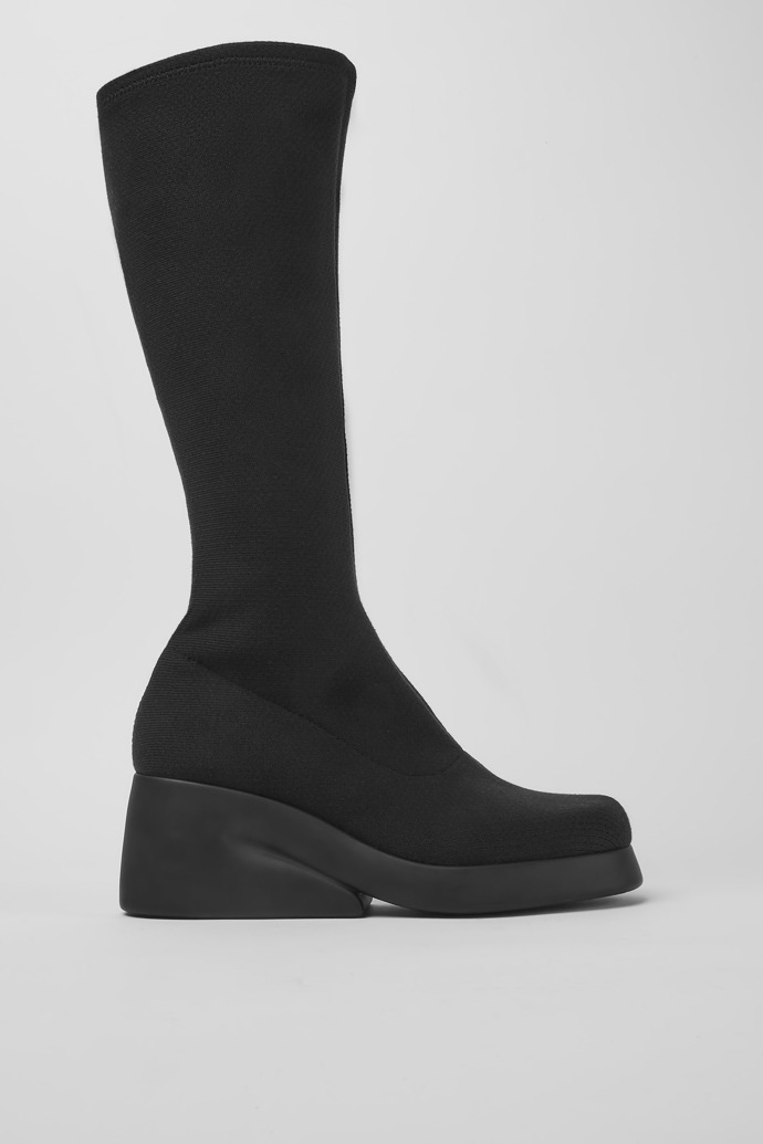 Side view of Kaah Black boots for women