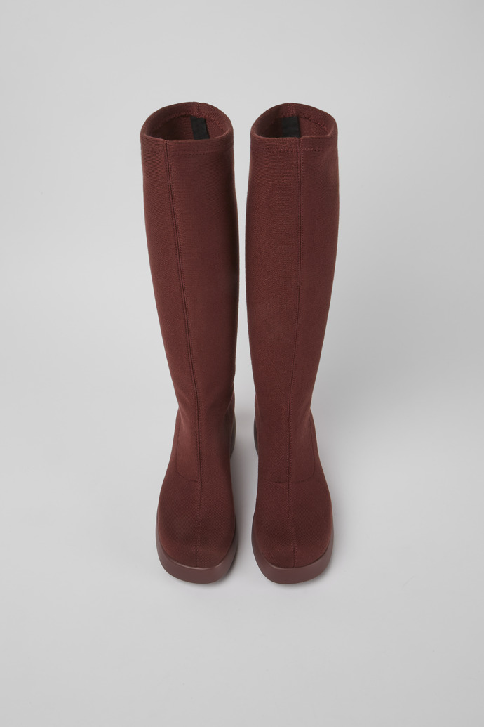 Overhead view of Kaah Burgundy boots for women