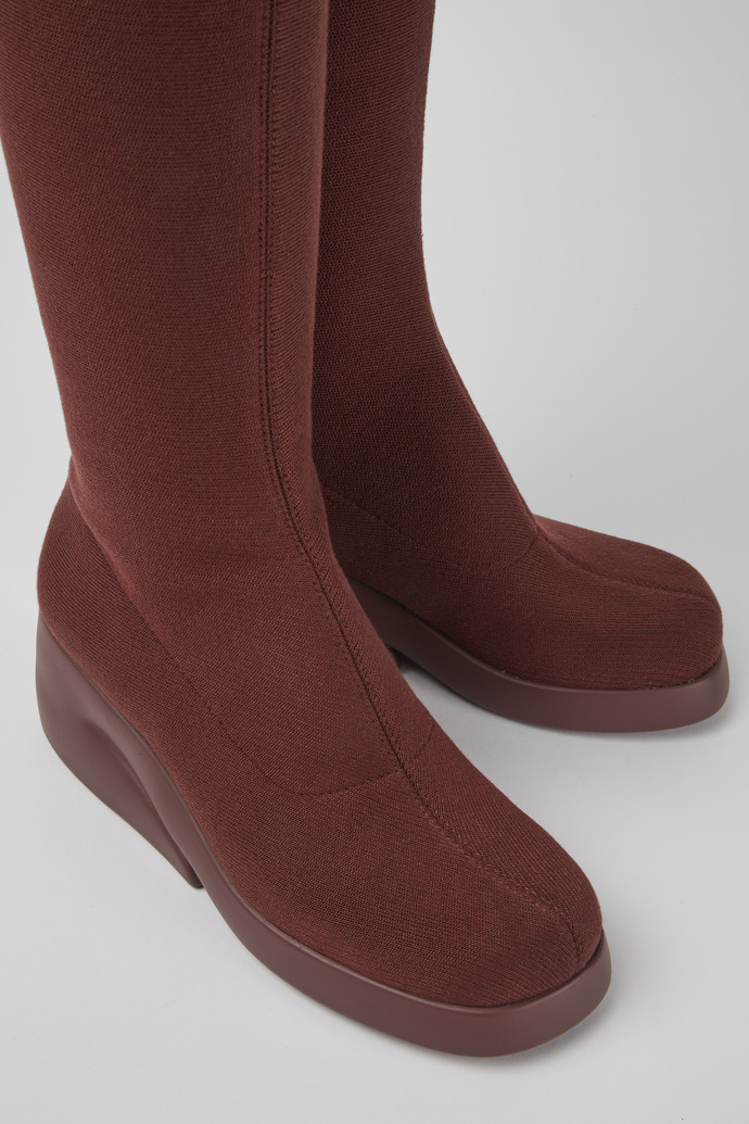 Close-up view of Kaah Burgundy boots for women