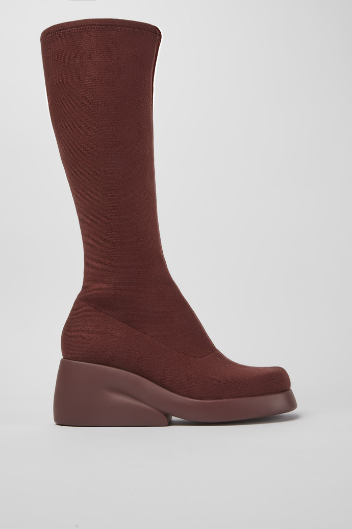 Side view of Kaah Burgundy boots for women