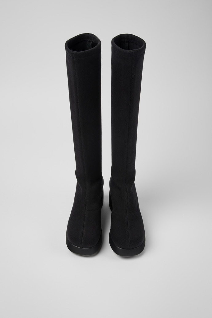 Overhead view of Kaah TENCEL® Black TENCEL™ Lyocell high boots for women