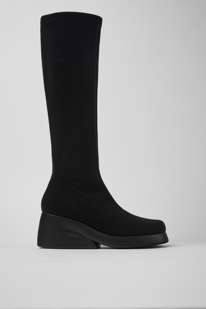 Image of Side view of Kaah TENCEL® Black TENCEL™ Lyocell high boots for women