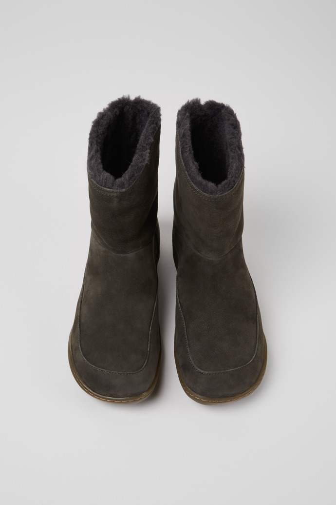 Overhead view of Peu Dark grey nubuck ankle boots for women