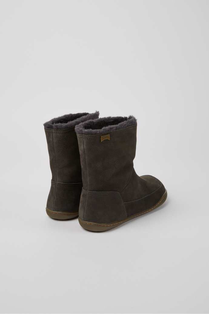Back view of Peu Dark grey nubuck ankle boots for women