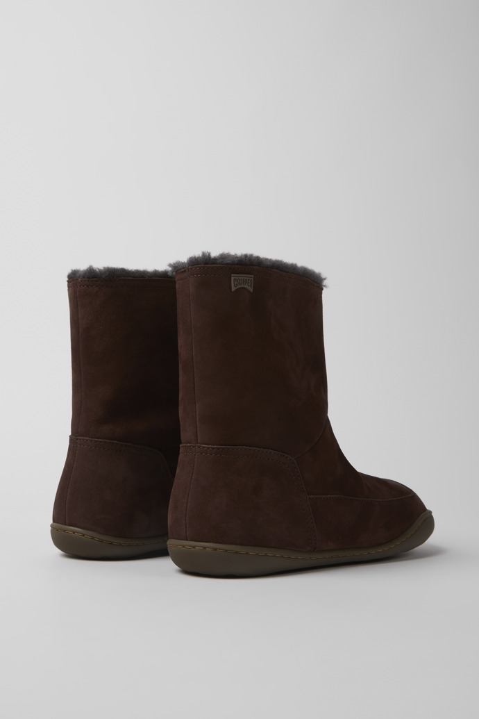 Back view of Peu Brown nubuck ankle boots for women