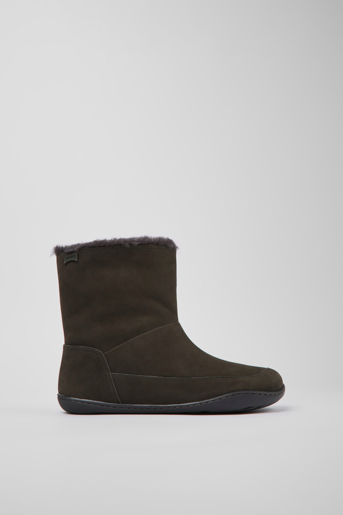 Image of Side view of Peu Gray nubuck boots for women