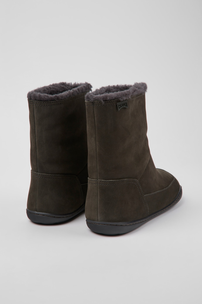 Back view of Peu Gray nubuck boots for women