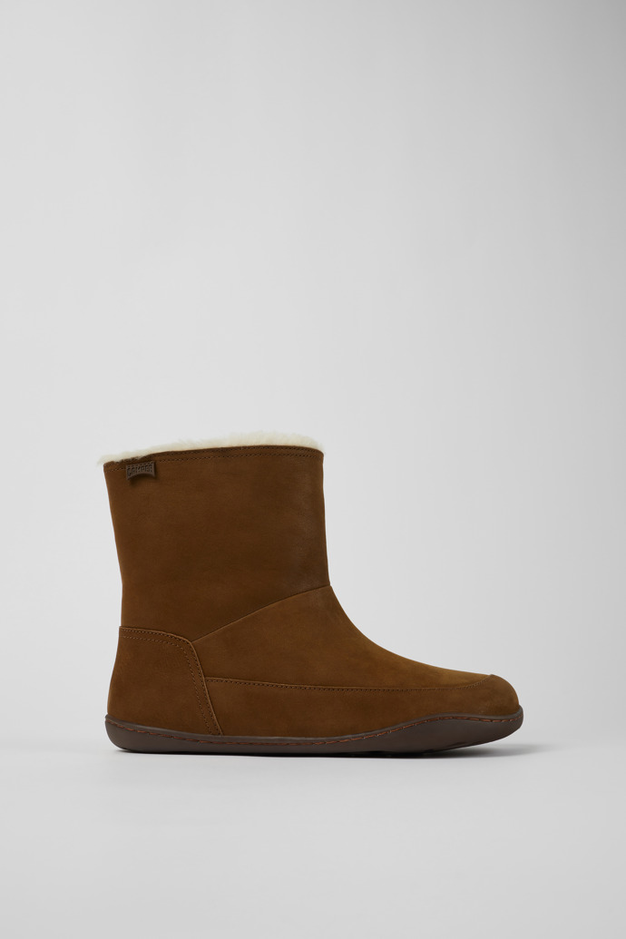 Image of Side view of Peu Brown nubuck boots for women