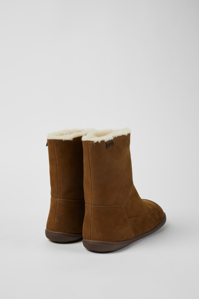 Back view of Peu Brown nubuck boots for women