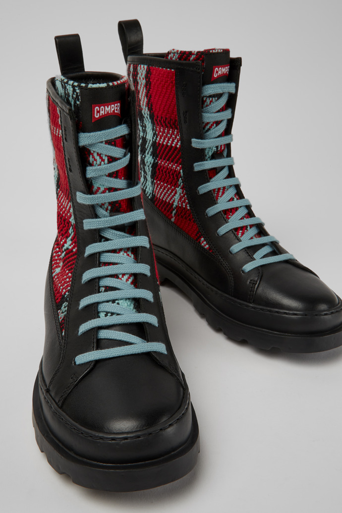 Close-up view of Brutus Multicolor lace-up boots for women